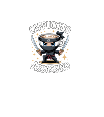 Cappuccino Assassino model negru pe tricou