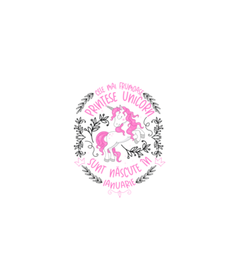 Cele mai frumoase prințese unicorn sunt născute în Ianuarie model alb pe tricou