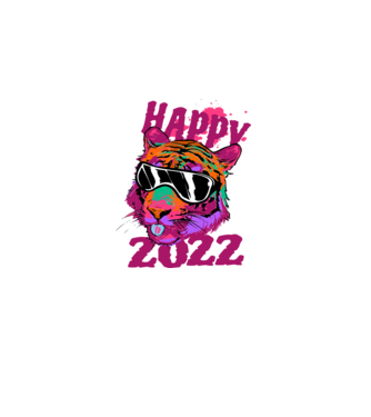Happy 2022 tiger model alb pe tricou