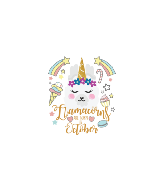 Llamacorns are born in October model alb pe tricou