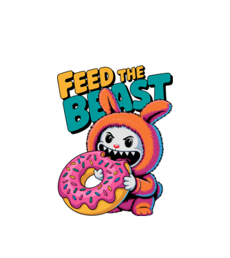 Feed the beast model alb pe tricou