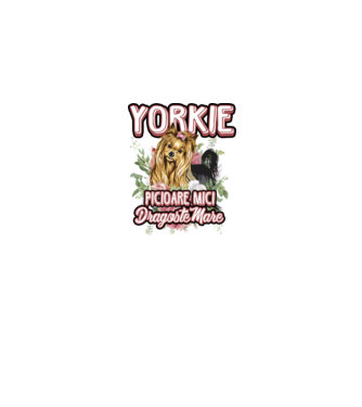 Yorkie - picioare mici dragoste mare model gri pe tricou