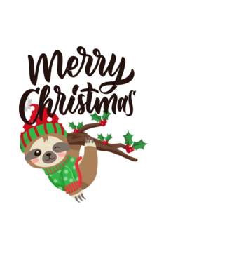 Merry christmas sloth model negru pe tricou
