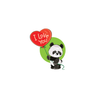 dragoste panda model alb pe tricou