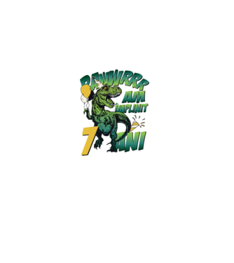 Rawr Am împlinit 7 ani model alb pe tricou