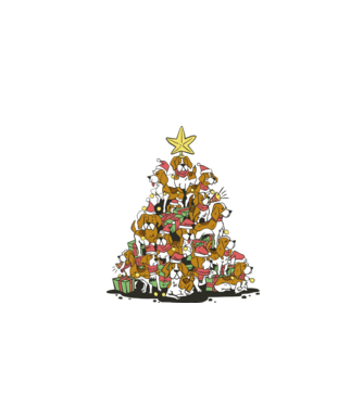 beagle christmas tree model negru pe tricou