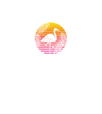 Retro flamingo sunset model negru pe tricou