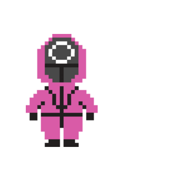 squid game pixel model negru pe tricou