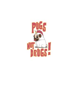 Pugs not drugs model negru pe tricou