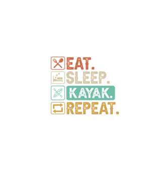 Eat Sleep Kayak model negru pe tricou