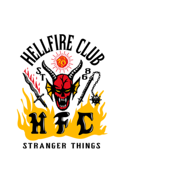 hellfire club 86 stranger things model albastru deschis pe tricou