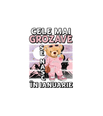 RETRO teddy fetişcană IANUARIE model alb pe tricou