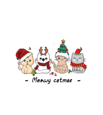 Meowy catmas 2 model alb pe tricou