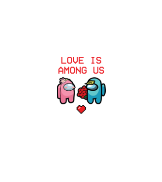 Among us love model alb/roșu pe tricou