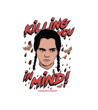 WEDNESDAY Killing You in my mind model alb pe tricou