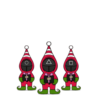 merry squid game model negru pe tricou