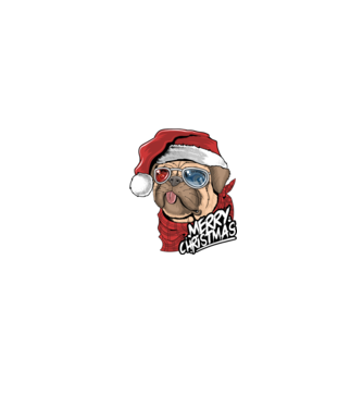 Merry Christmas Mopsz model negru pe tricou