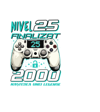 Nivel finalizat 25 2000 model negru pe tricou