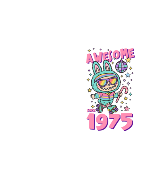Awesome since 1975 - Labubu model galben neon pe tricou