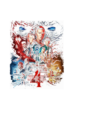 stranger things poster model negru pe tricou