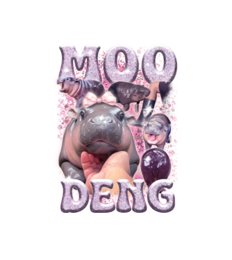 MOO DENG baby hippo model alb pe tricou