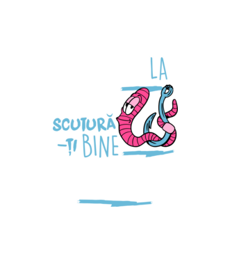 Secretul la pescuit scutură-ți bine viermele model alb pe tricou