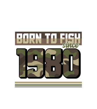 Born to fish since 1980 model alb pe tricou