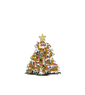 beagle christmas tree model negru pe tricou