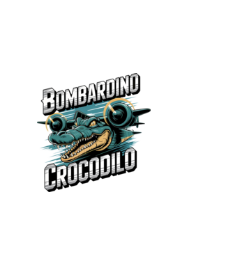 Bombardino Crocodilo 2 model negru pe tricou