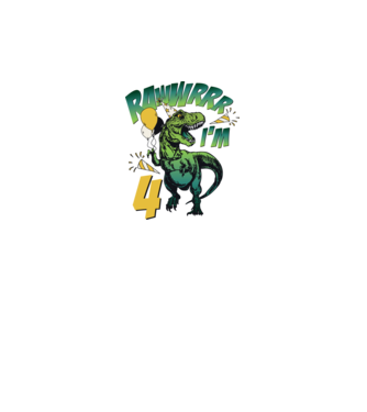 'Birthday Dinosaur rawww i''m 4' model alb pe tricou