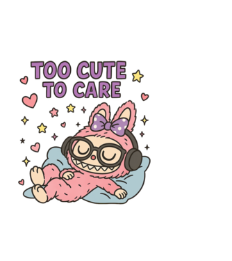 Too cute to care model negru pe tricou
