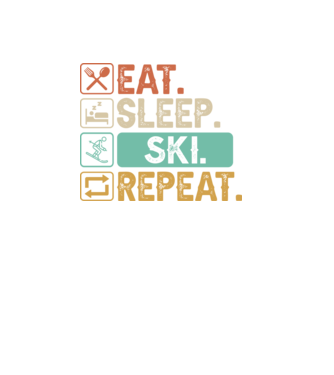 Eat Sleep SKI Repeat model negru pe tricou