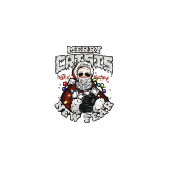 Merry Crisis and Happy New Fear model negru pe tricou