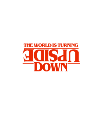 the world is turning upside down model negru pe tricou