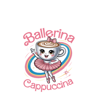 Ballerina Cappuccina model alb pe tricou
