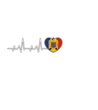 ROMANIA heartbeat model alb pe tricou