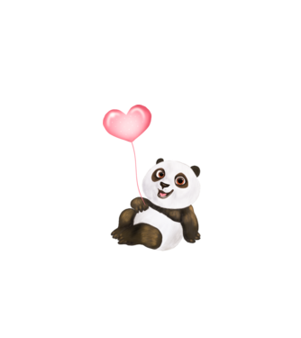 Cute panda with heart model alb pe tricou