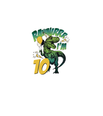 'Birthday Dinosaur rawww i''m 10' model alb pe tricou