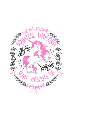 Cele mai frumoase prințese unicorn sunt născute în Decembrie model alb pe tricou