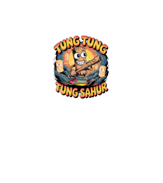 Tung Tung Tung Sahur Retro model negru pe tricou