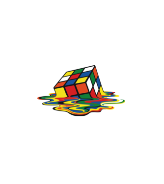 Melting Rubik model alb pe tricou