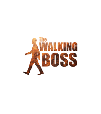 Walking boss model alb pe tricou