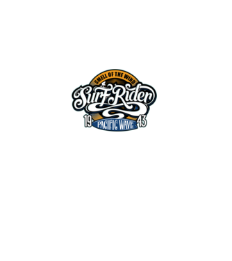 Surf Rider model negru pe tricou