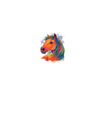 Colorful Horse model alb pe tricou