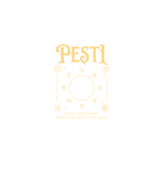 Zodiac femeie PEȘTI golden model negru pe tricou