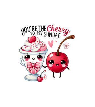 Cherry to my Sunday model alb pe tricou