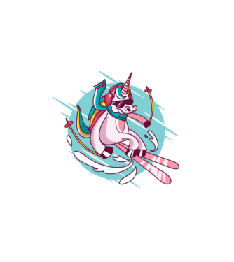 Unicorn ski model alb pe tricou