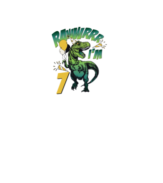'Birthday Dinosaur rawww i''m 7' model alb pe tricou