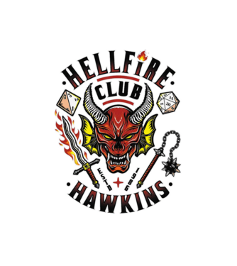 hellfire club hawkins model alb pe tricou