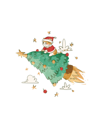 Christmas cat model alb pe tricou
